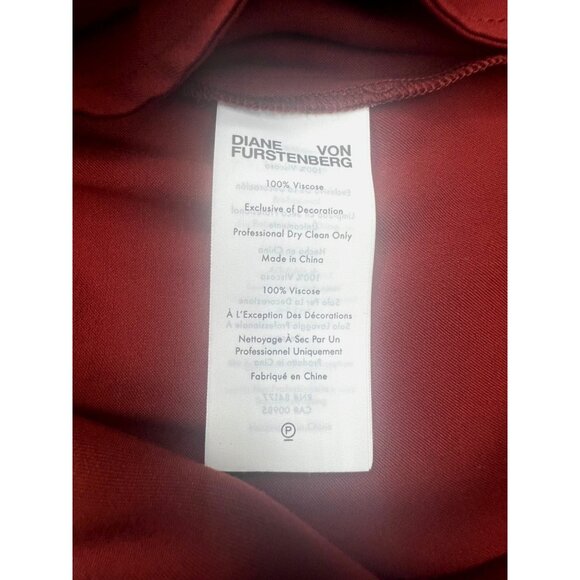 Diane Von Furstenberg Womens Red Elastic Waist Wide-Leg Pants Size Large - Picture 9 of 12